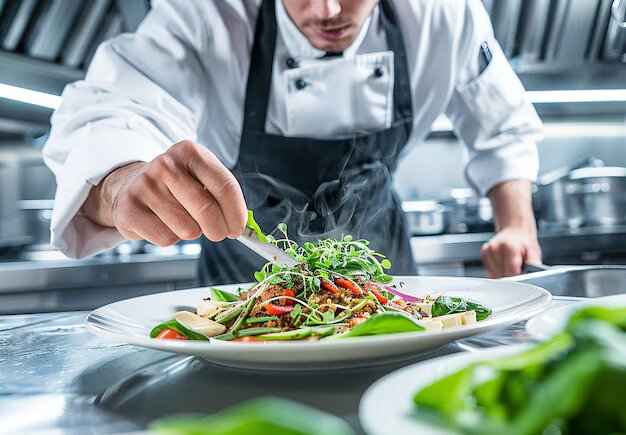 Comedor corporativo con empleados almorzando